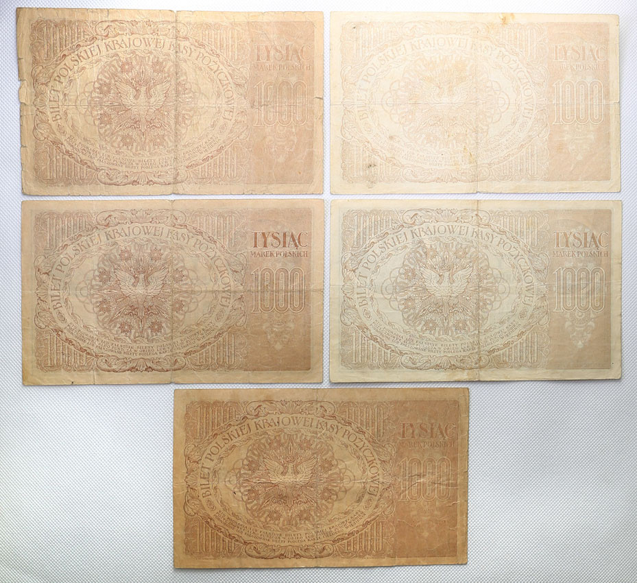 1.000 marek polskich 1919, zestaw 5 sztuk